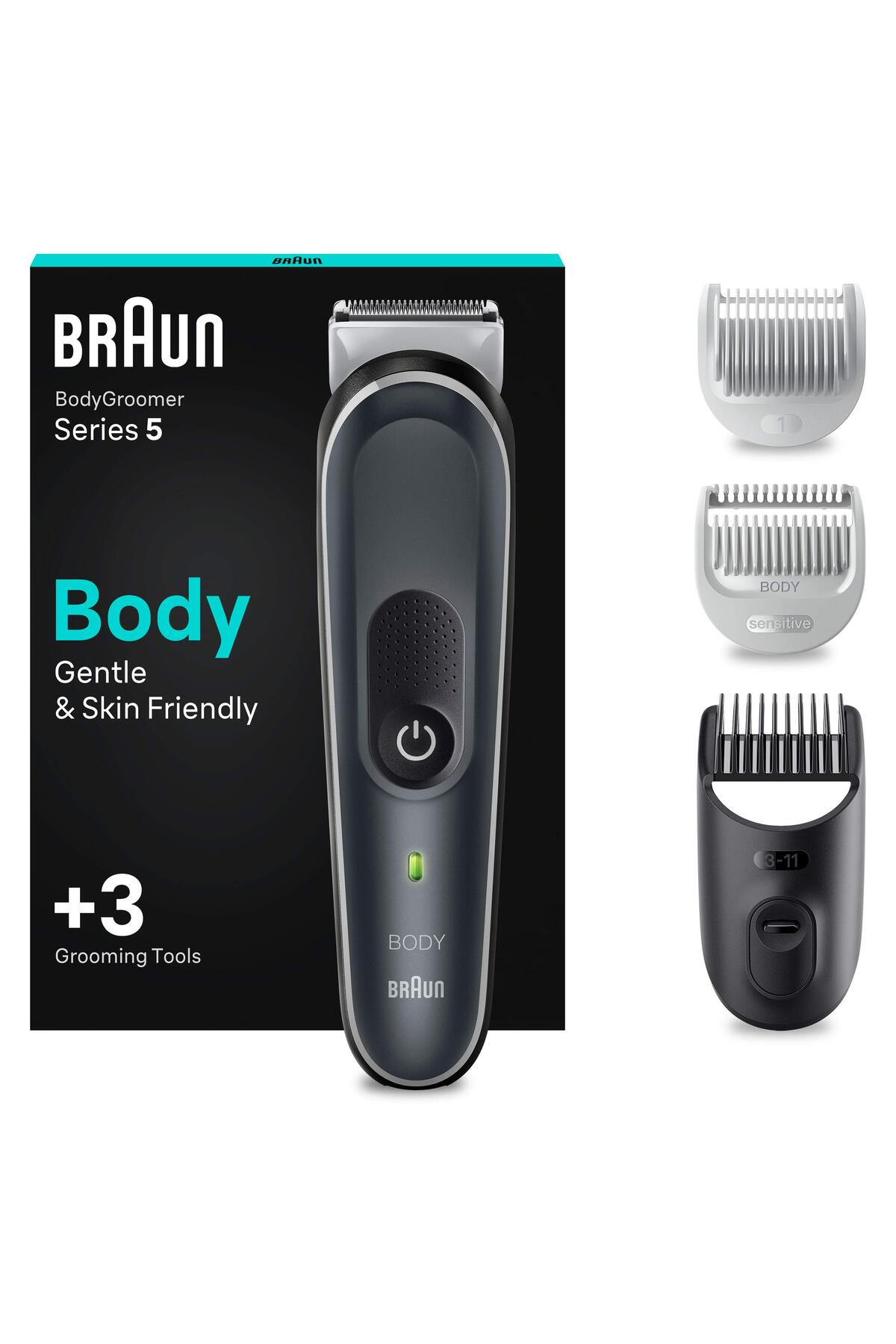 Braun BodyGroomer 5 BG 5340 SkinShield Teknolojisi, 3 Ek Parçalı Vücut Bakım Seti-