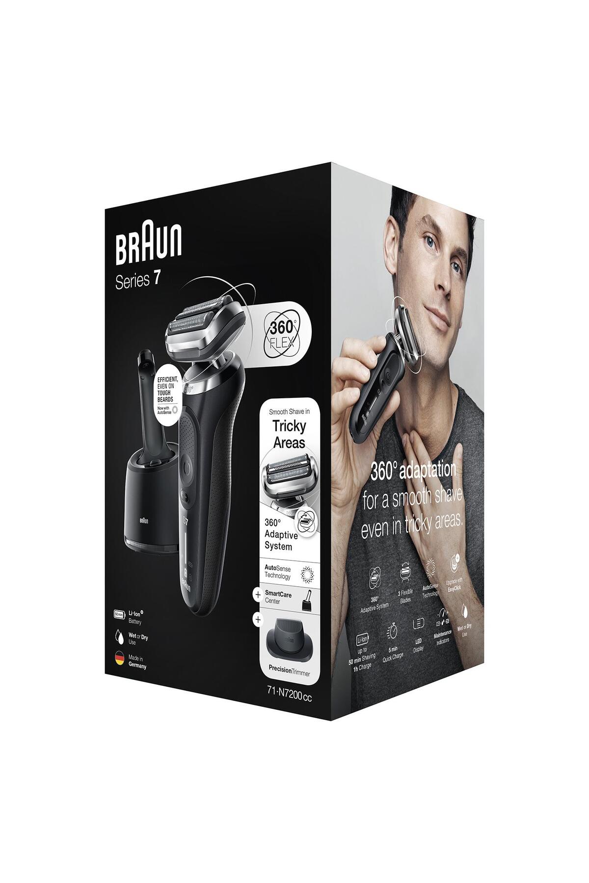 BRAUN YENİ SERİ 7 N7200CC KABLOSUZ TIRAŞ MAKİNESİ. SMARTCARE. AUTOSENSE. 360° FLEX. ISLAK & KURU-