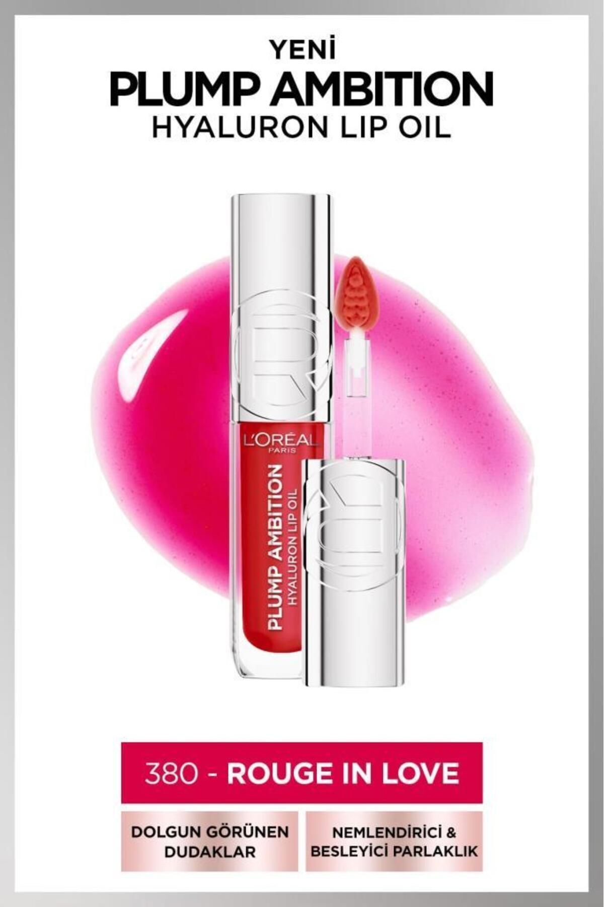 L'Oreal Paris Plump Ambition Hyaluron Lip Oil Besleyici ve Nemlendirici Dudak Parlatıcısı - 380 Rouge In Love-