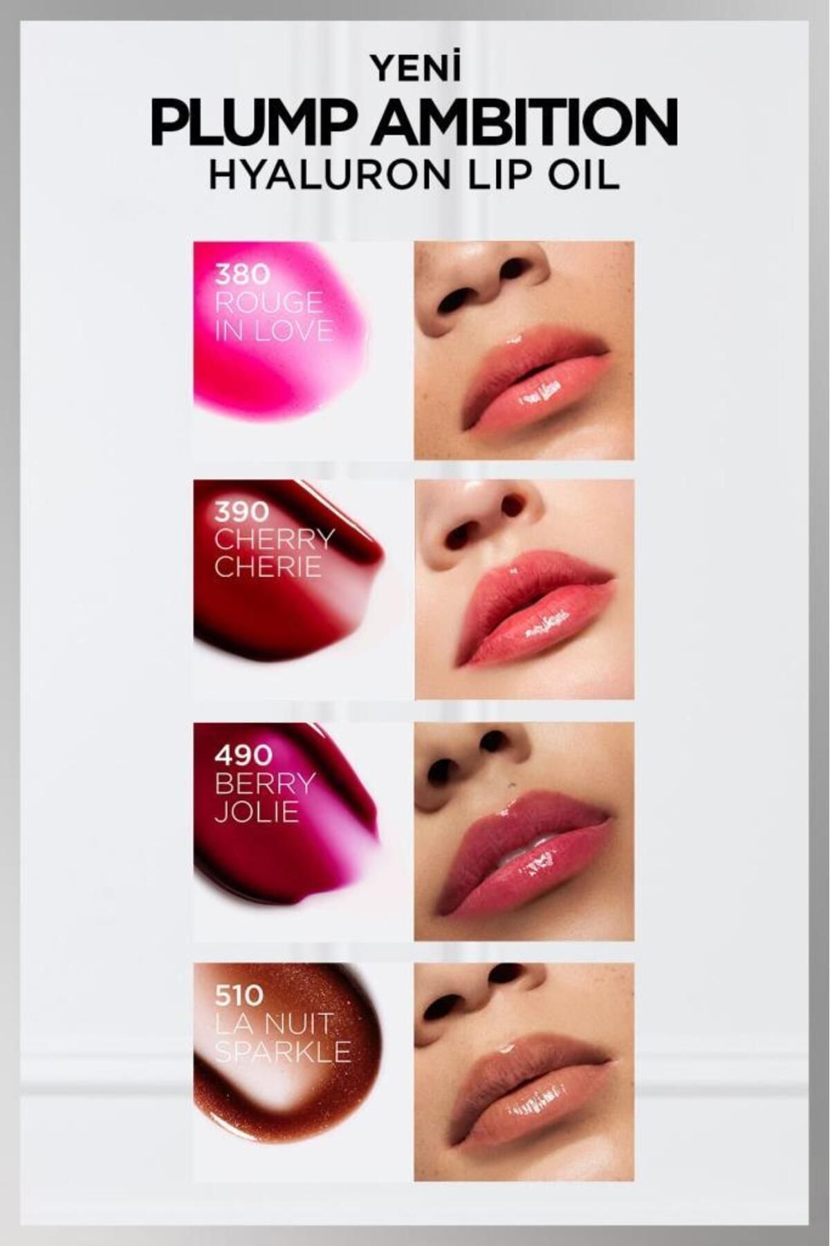 L'Oreal Paris Plump Ambition Hyaluron Lip Oil Besleyici ve Nemlendirici Dudak Parlatıcısı - 380 Rouge In Love-