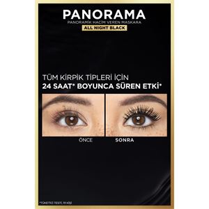 L'Oreal Paris Panorama Hacim Veren Maskara All Night Black - Siyah-