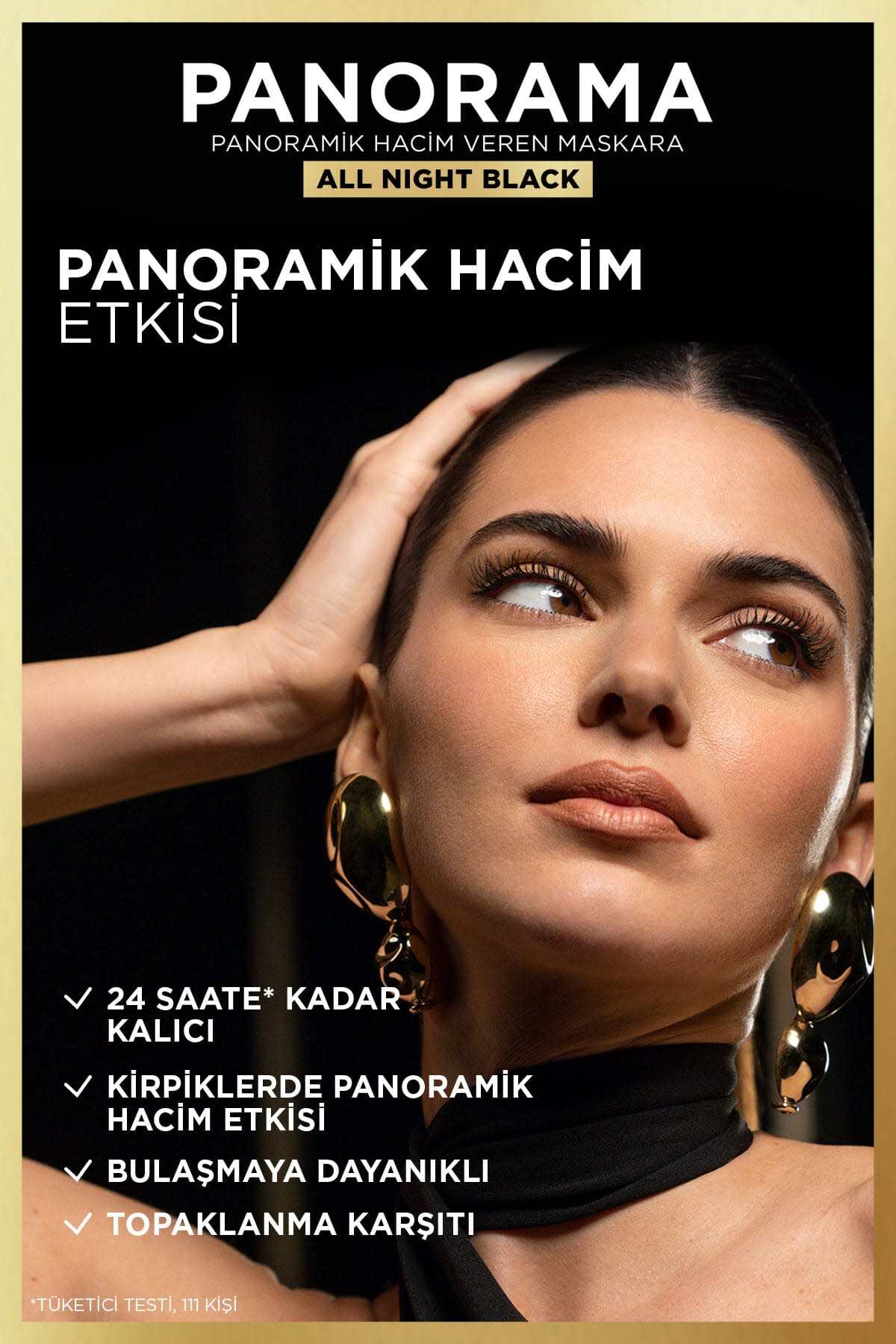 L'Oreal Paris Panorama Hacim Veren Maskara All Night Black - Siyah-