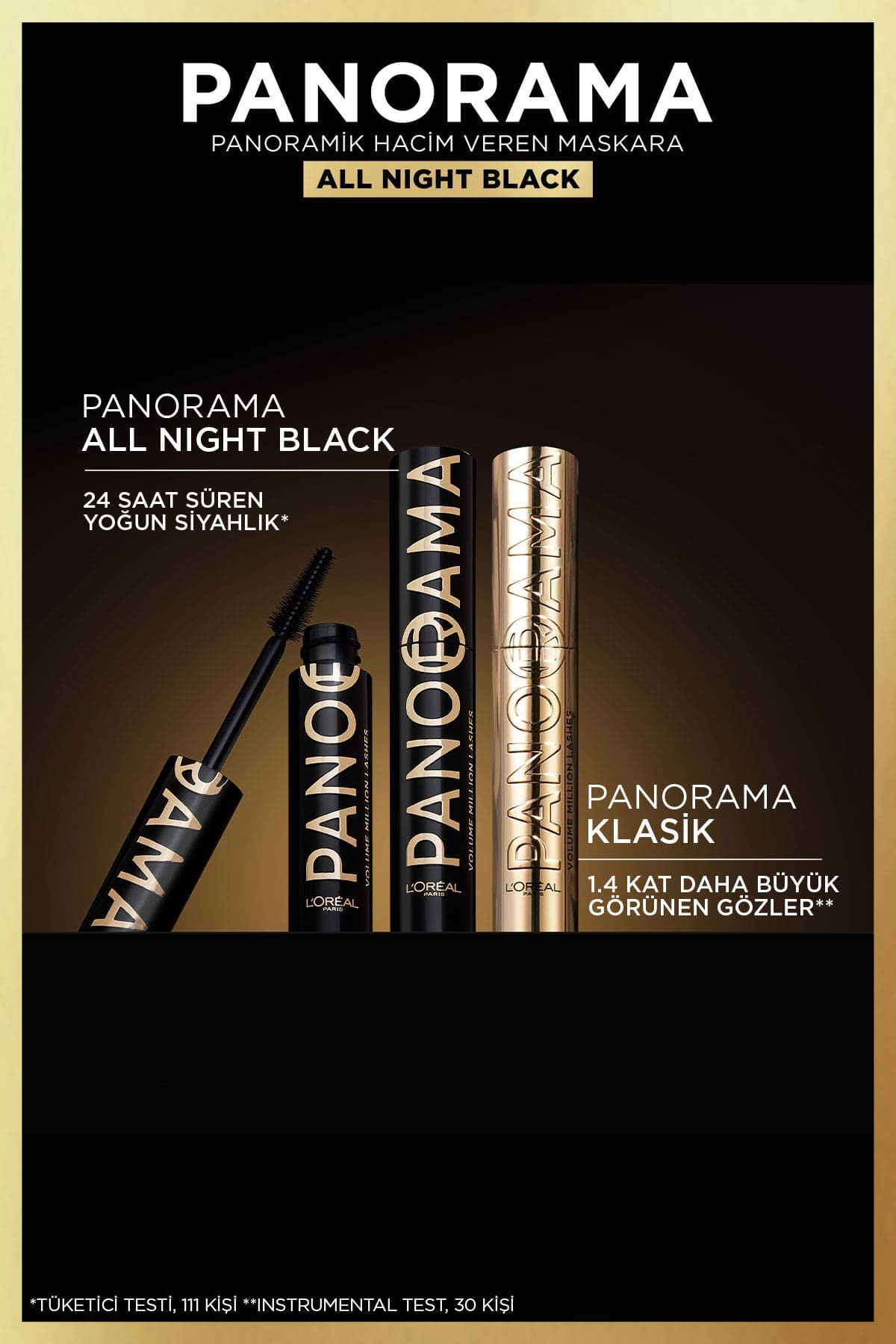 L'Oreal Paris Panorama Hacim Veren Maskara All Night Black - Siyah-