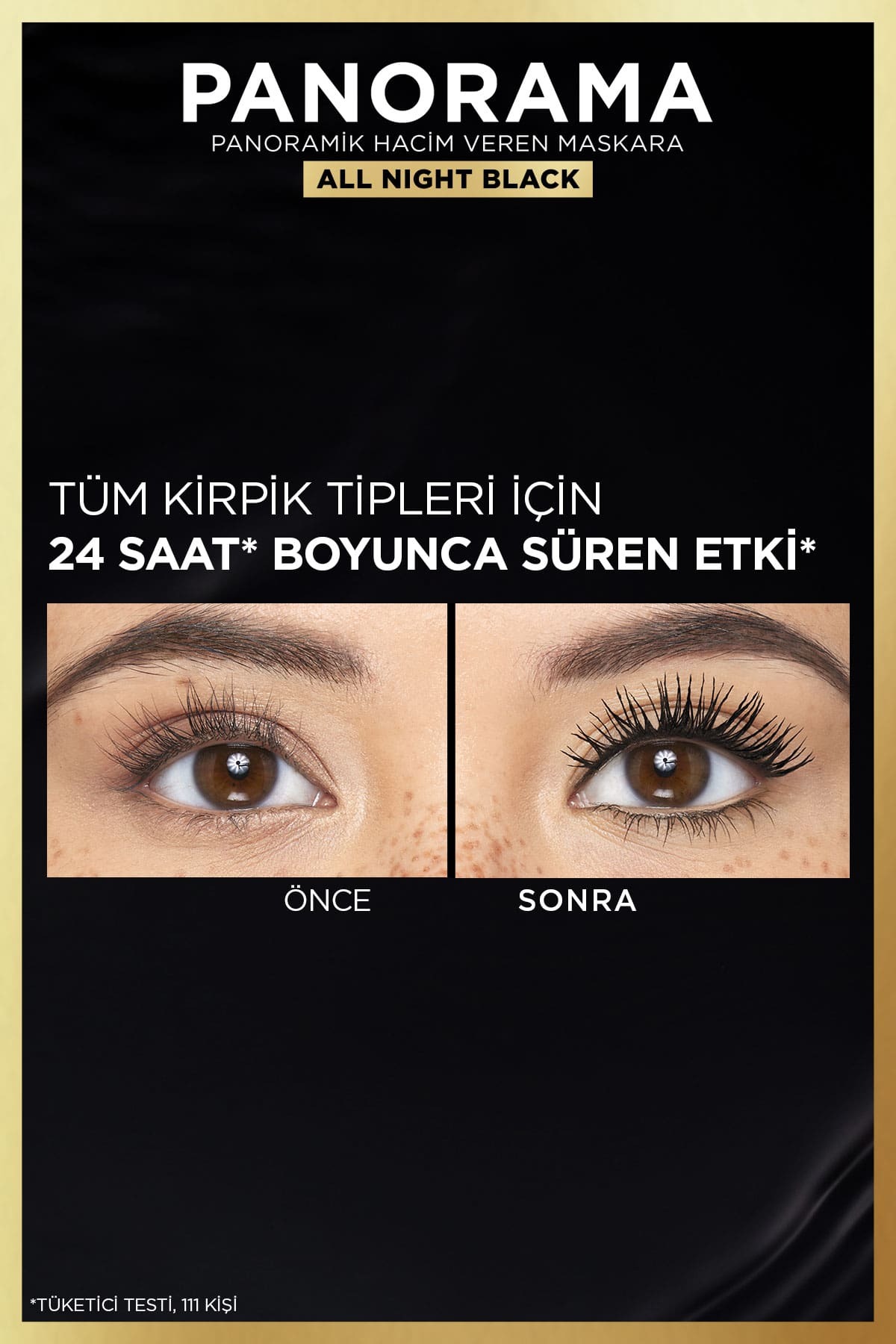 L'Oreal Paris Panorama Hacim Veren Maskara All Night Black - Siyah-