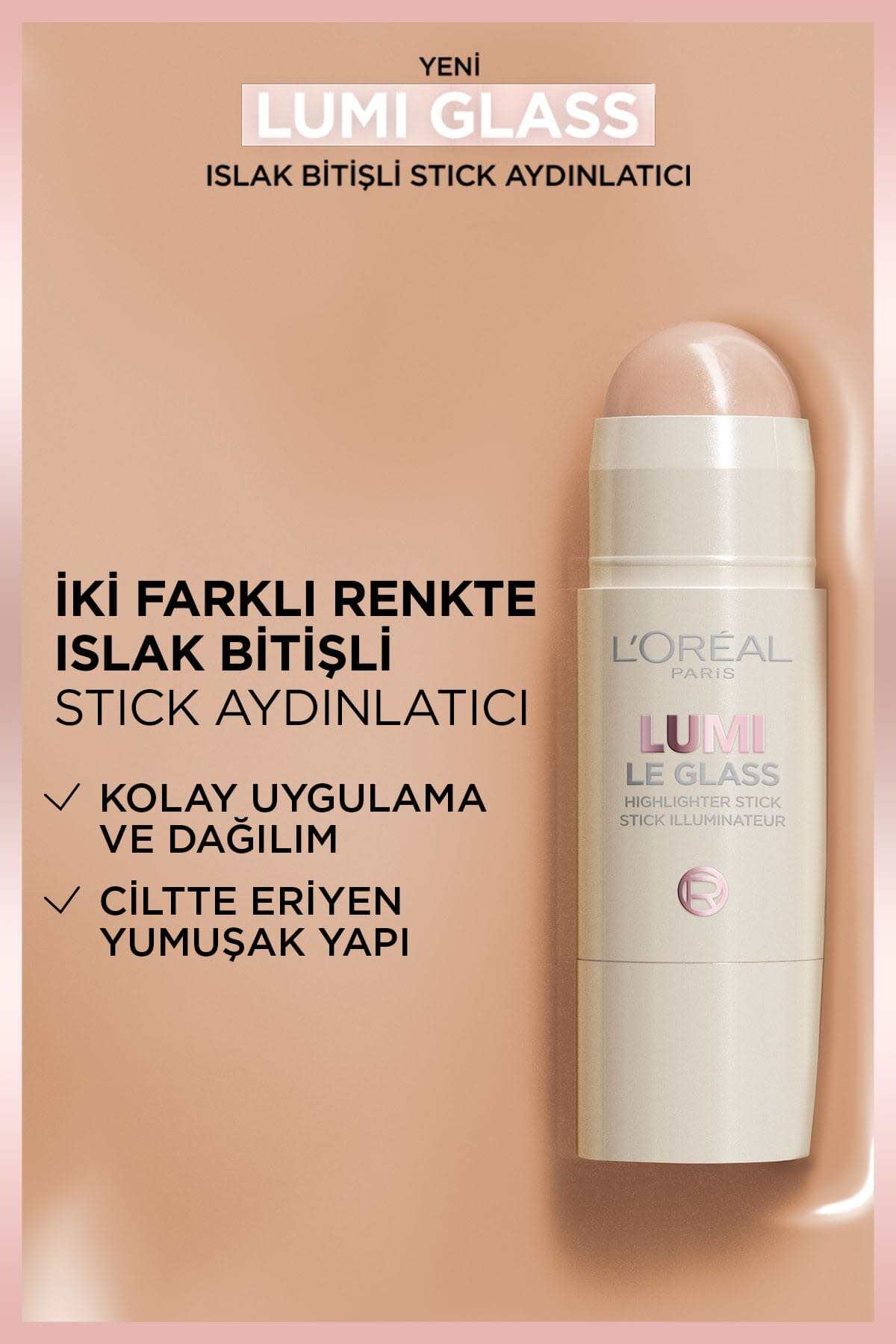 L'Oreal Paris L'Oréal Paris Lumi Glass Islak Bitişli Stick Aydınlatıcı - 620 Glassy Pink Ballet-