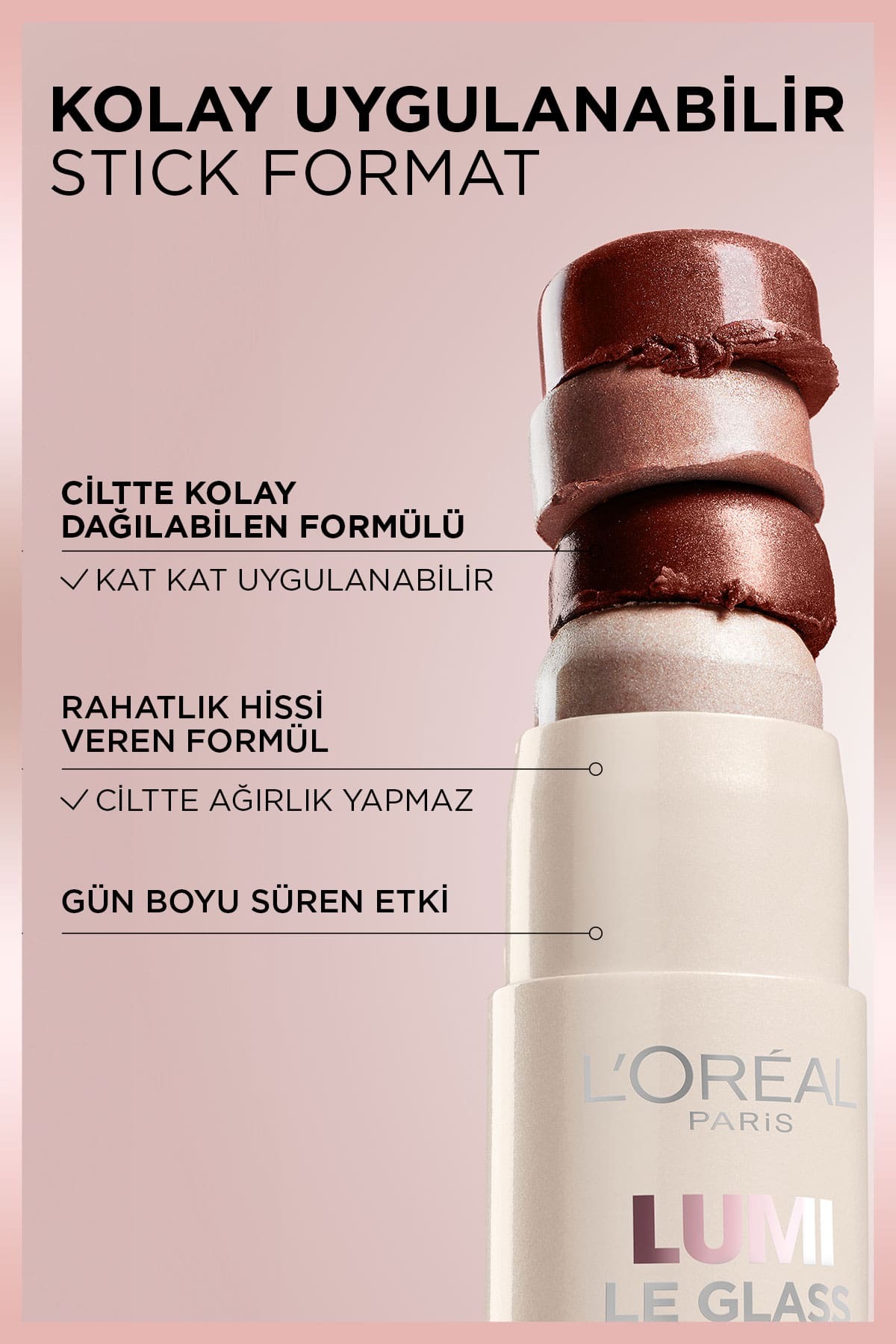 L'Oreal Paris L'Oréal Paris Lumi Glass Islak Bitişli Stick Aydınlatıcı - 620 Glassy Pink Ballet-