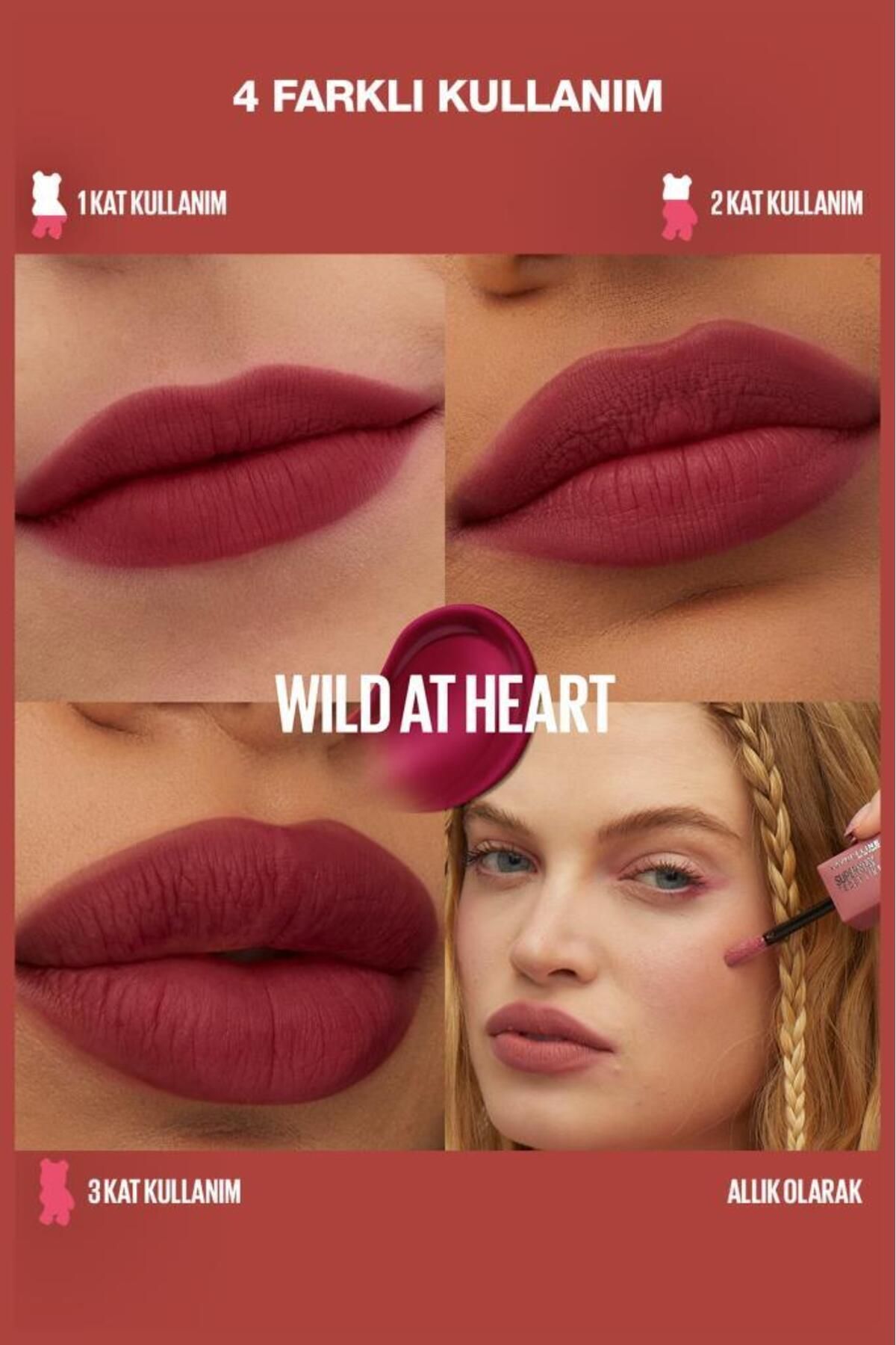 Maybelline New York Maybelline Super Stay Teddy Tint Uzun Süre Kalıcı Likit Mat Tint 50 Wild At Heart-