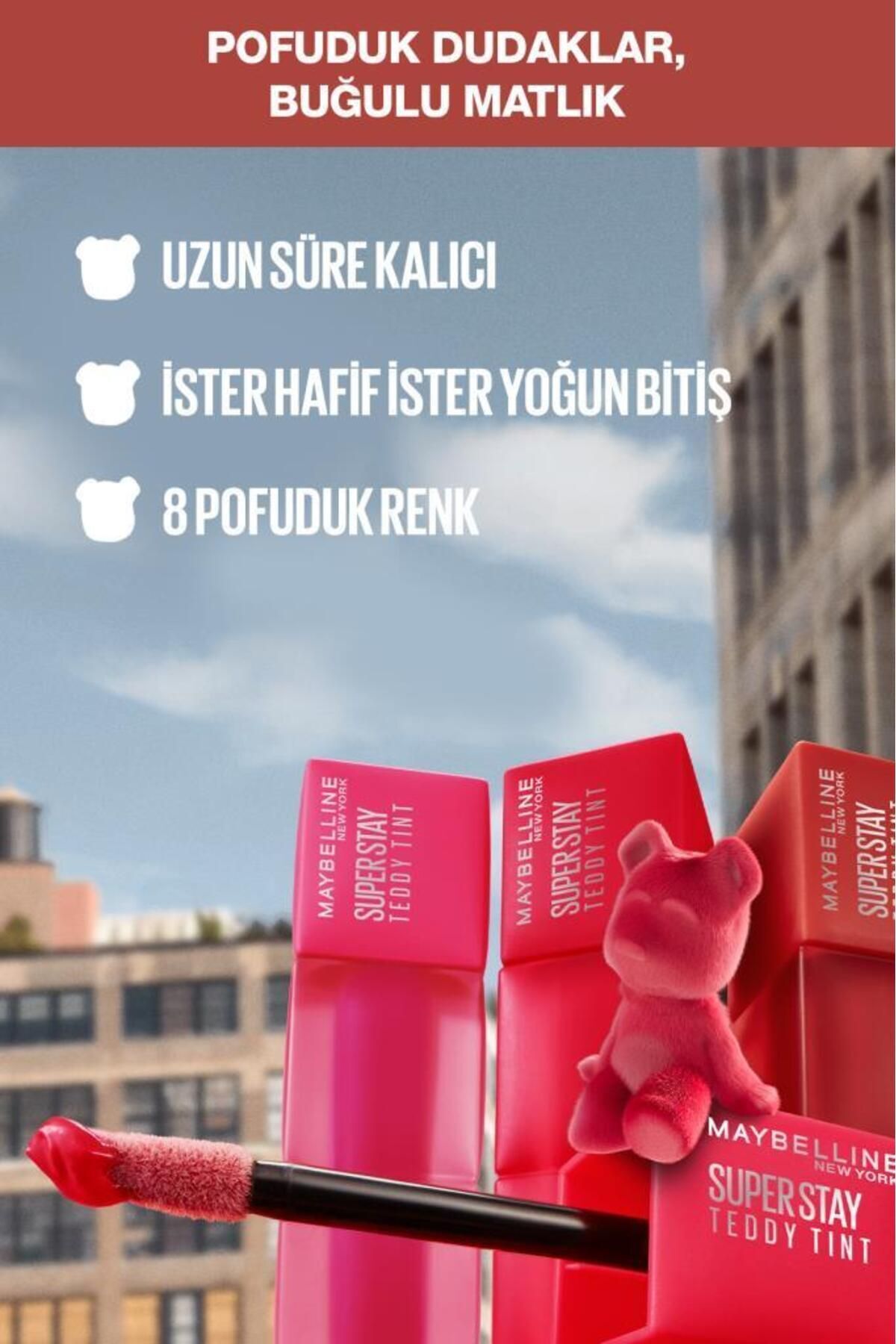 Maybelline New York Maybelline Super Stay Teddy Tint Uzun Süre Kalıcı Likit Mat Tint 50 Wild At Heart-