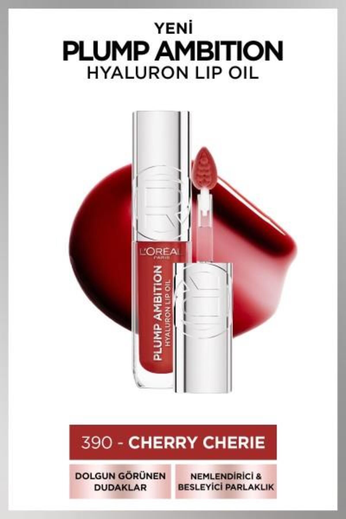 L'Oreal Paris Plump Ambition Hyaluron Lip Oil Besleyici ve Nemlendirici Dudak Parlatıcısı - 390 Cherry Cherie-