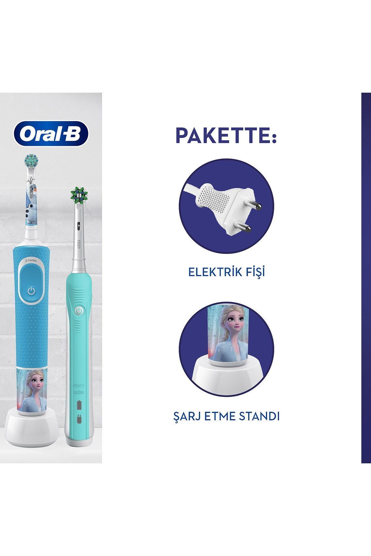 ORAL-B PRO 500 ŞARJLI DİŞ FIRÇASI + D100 FROZEN AİLE PAKETİ-
