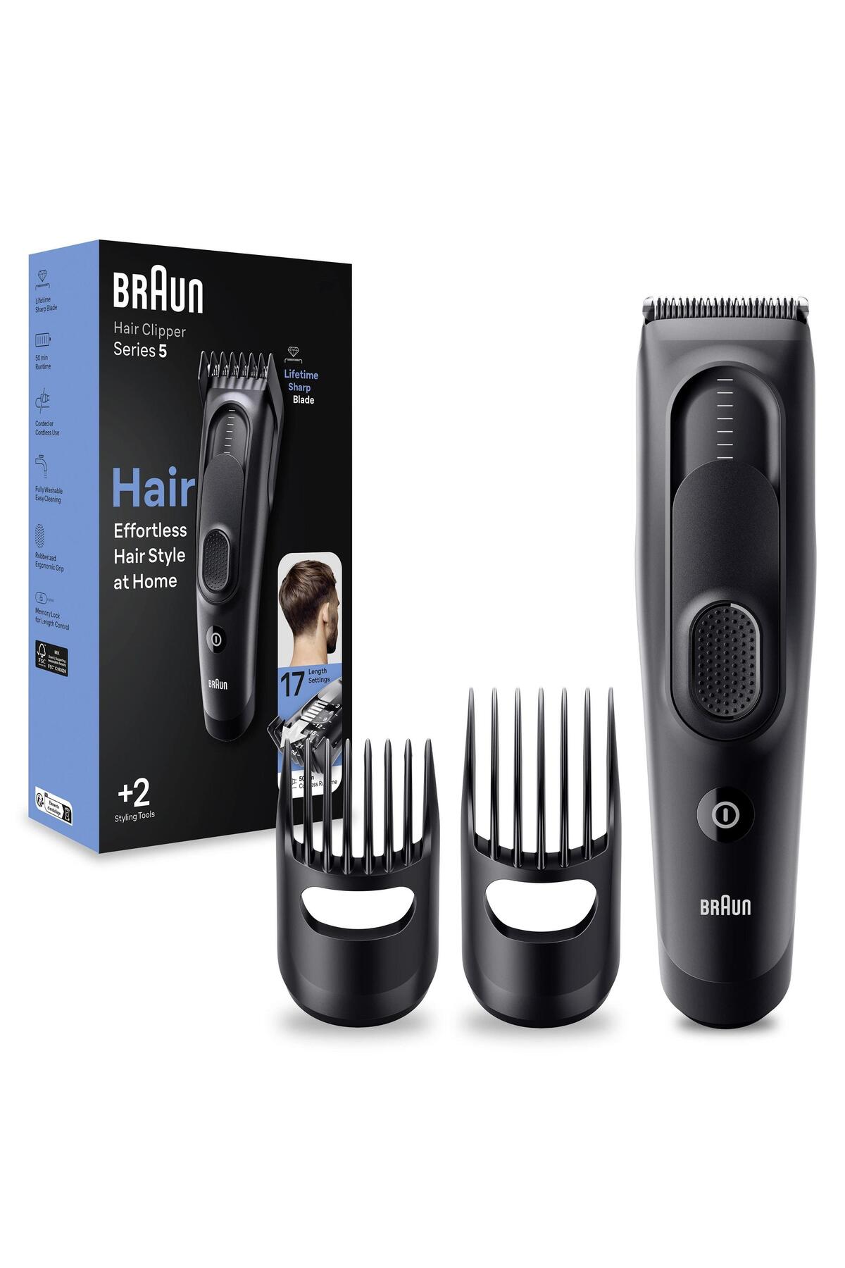 Braun Series 5 HC5330, Erkekler İçin 17 Uzunluk Ayarına Sahip Saç Kesme Makinesi-