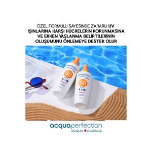 ACQUA PERFECTİON GÜNEŞ KORUYUCU SPREY SPF50 200ML UVA UVB KORUMASI. SUYA DAYANIKLI. LEKE ÖNLEYİCİ-