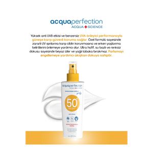 ACQUA PERFECTİON GÜNEŞ KORUYUCU SPREY SPF50 200ML UVA UVB KORUMASI. SUYA DAYANIKLI. LEKE ÖNLEYİCİ-