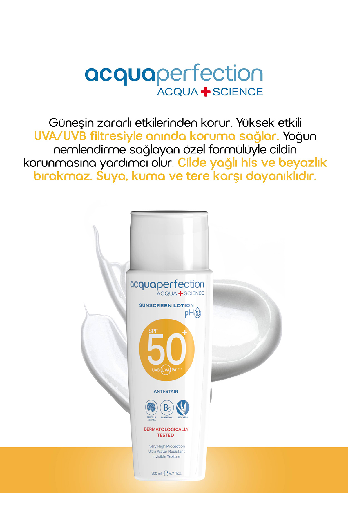 ACQUA PERFECTİON SUN SCREEN GÜNEŞ KORUYUCU LOSYON SPF 50 200 ML-