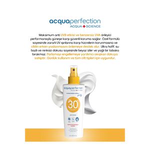 ACQUA PERFECTİON GÜNEŞ KORUYUCU SPREY SPF30 200ML UVA UVB KORUMASI. SUYA DAYANIKLI. LEKE ÖNLEYİCİ-