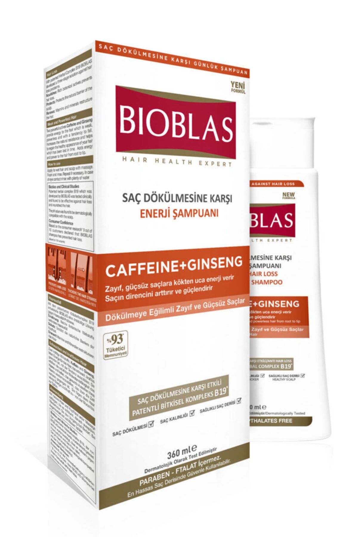 BİOBLAS SAÇ DÖKÜLMESİNE KARŞI ENERJİ CAFFEİN+GİNSENG ŞAMPUAN 360ML-