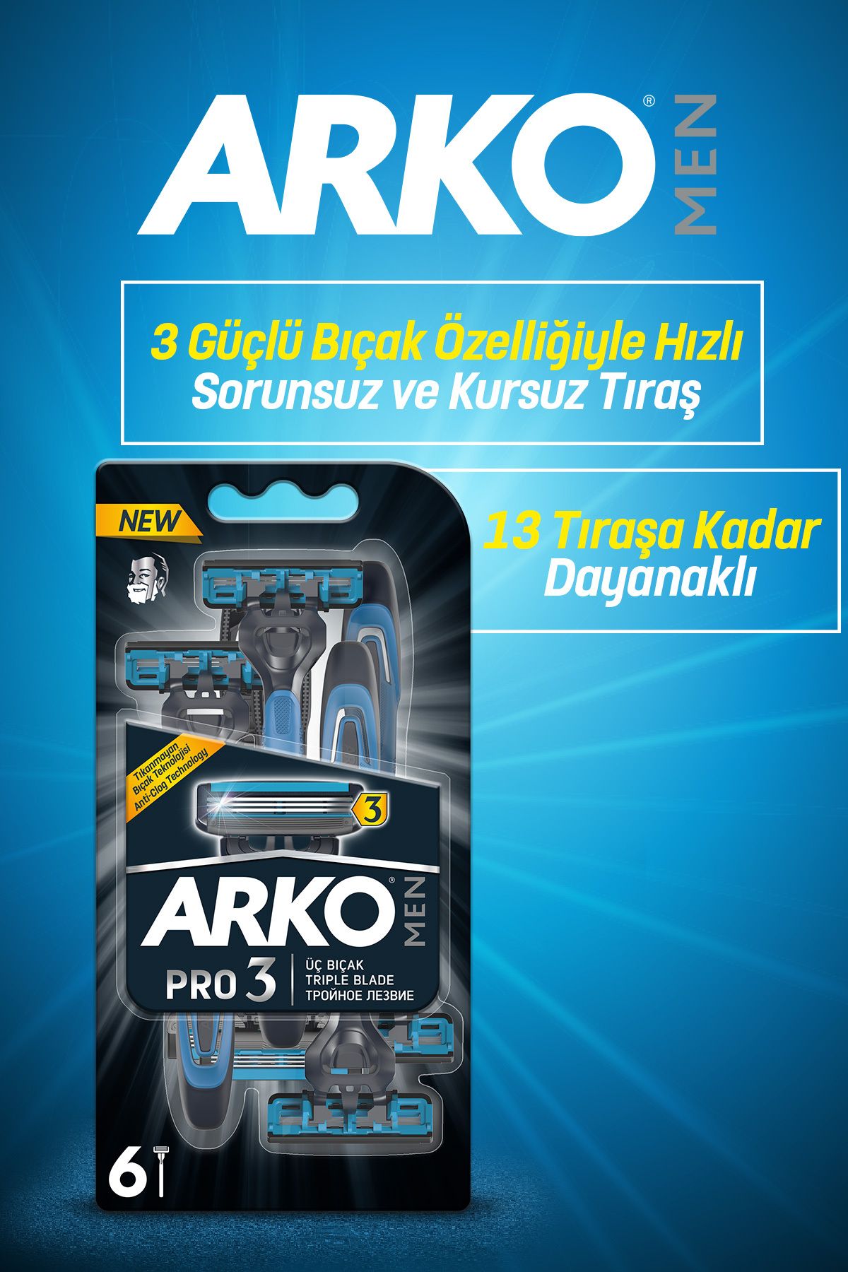 ARKO MEN T3 TIRAŞ BIÇAĞI 6LI-