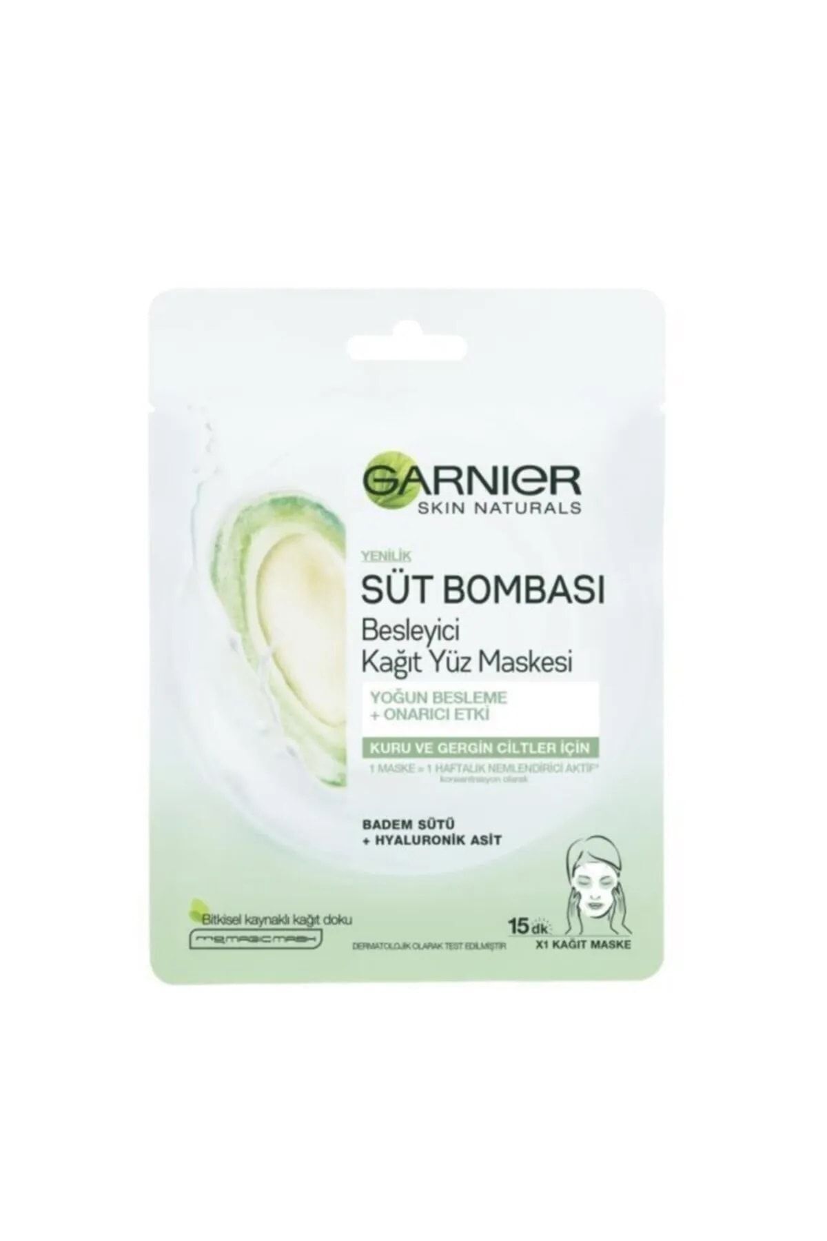 GARNİER SÜT BOMBASI BESLEYİCİ BADEM SÜTÜ KAĞIT YÜZ MASKESİ-