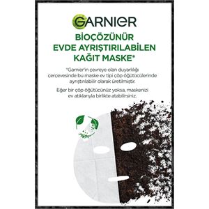 GARNİER KÖMÜR VE SİYAH ÇAYLI MATLAŞTIRICI KAĞIT YÜZ MASKESİ-
