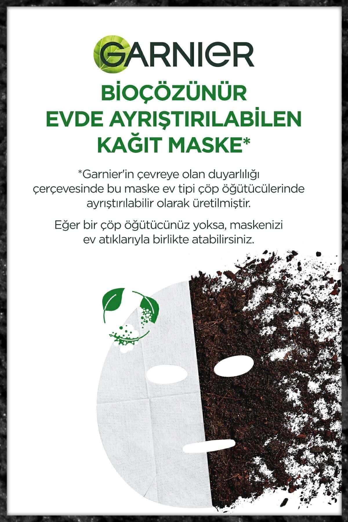 GARNİER KÖMÜR VE SİYAH ÇAYLI MATLAŞTIRICI KAĞIT YÜZ MASKESİ-