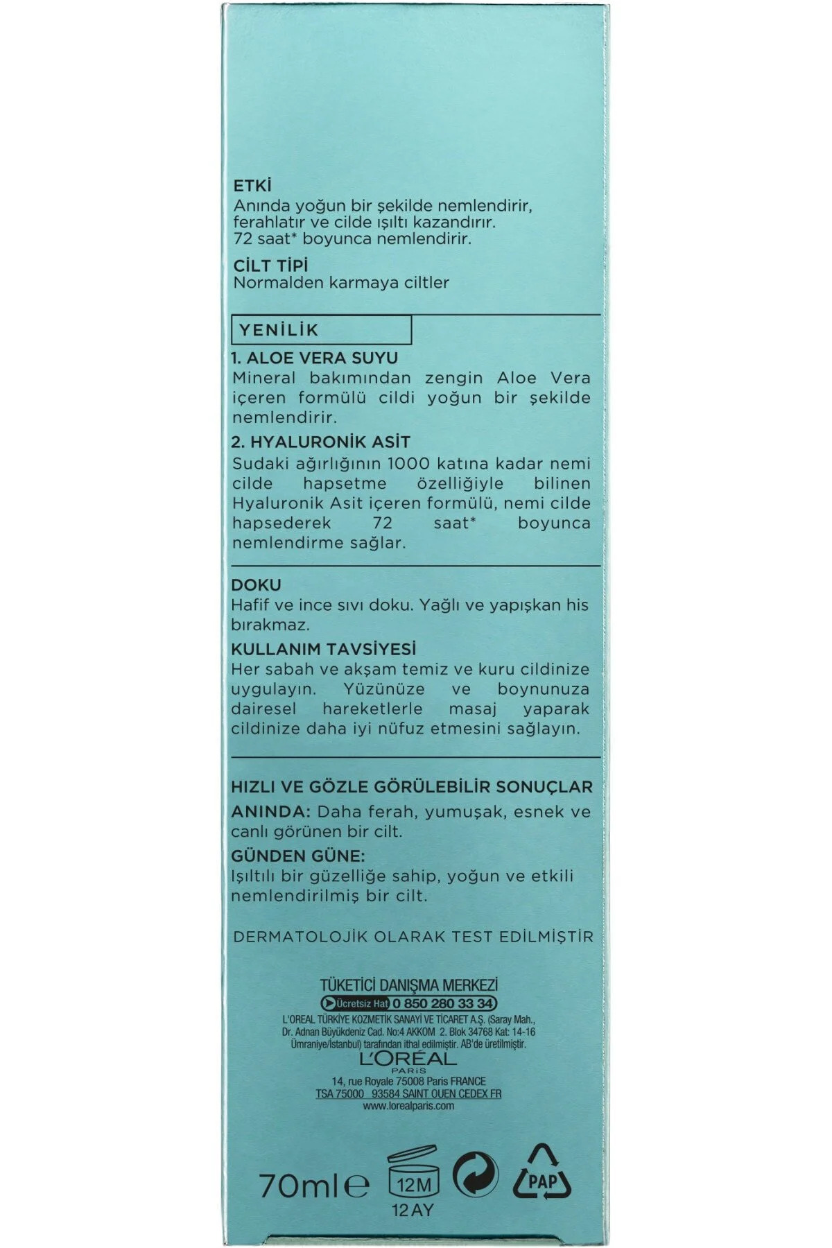 L'Oreal Paris L'oréal Paris Nem Terapisi Aloe Vera Suyu Normalden Karmaya Ciltler 75ML-