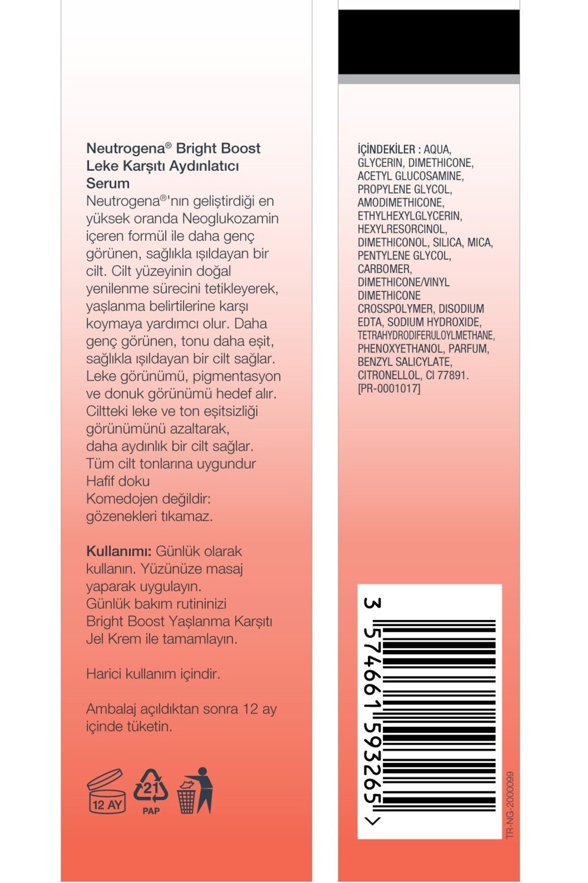 NEUTROGENA BRIGHT BOOST AYDINLATICI SERUM 30ML-