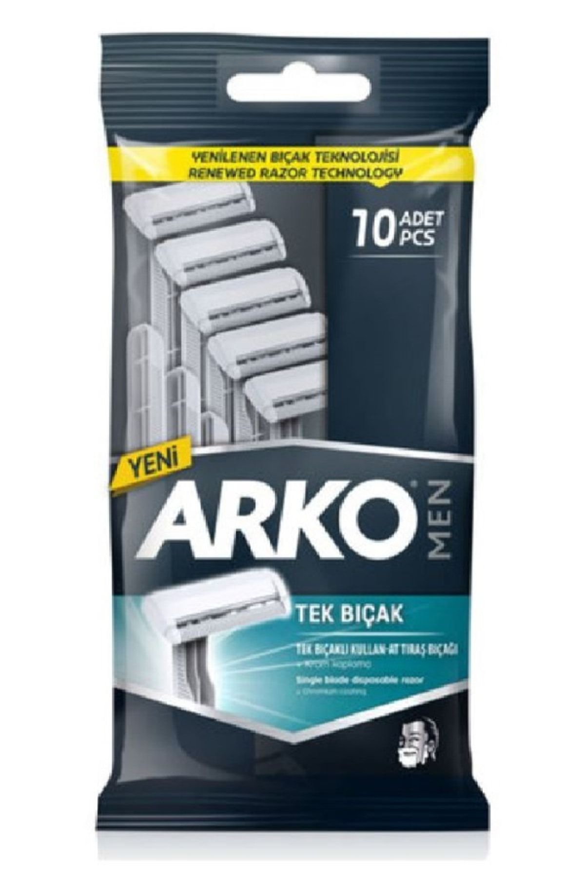 ARKO ERKEK TEK BIÇAKLI TIRAŞ BIÇAĞI KULLAN AT 10LU-