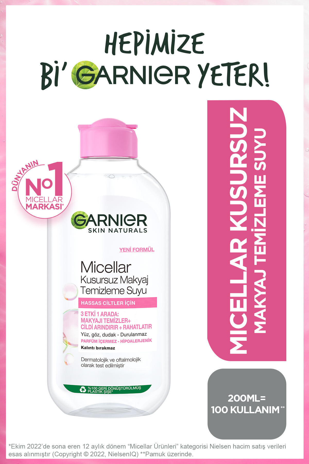 GARNİER MİCELLAR KUSURSUZ MAKYAJ TEMİZLEME SUYU  200ML-