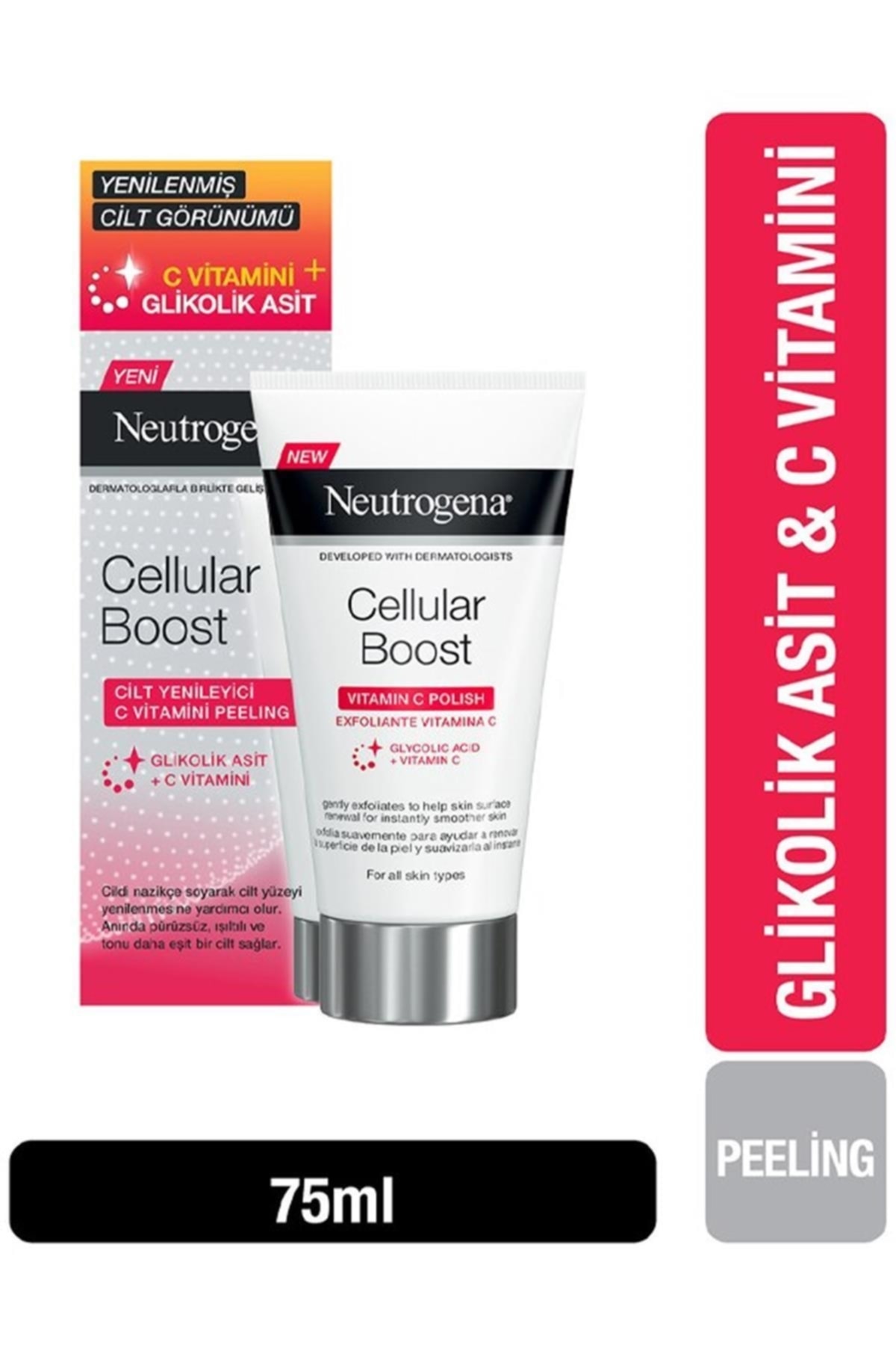 NEUTROGENA CELLULAR BOOST CİLT YENİLEYİCİ C VİTAMİNİ PEELİNG 75 ML-