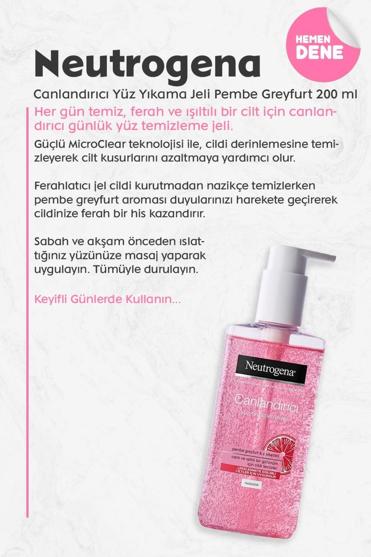 NEUTROGENA VİSİBLY CLEAR CANLANDIRICI TEMİZLEME JELİ 200ML-