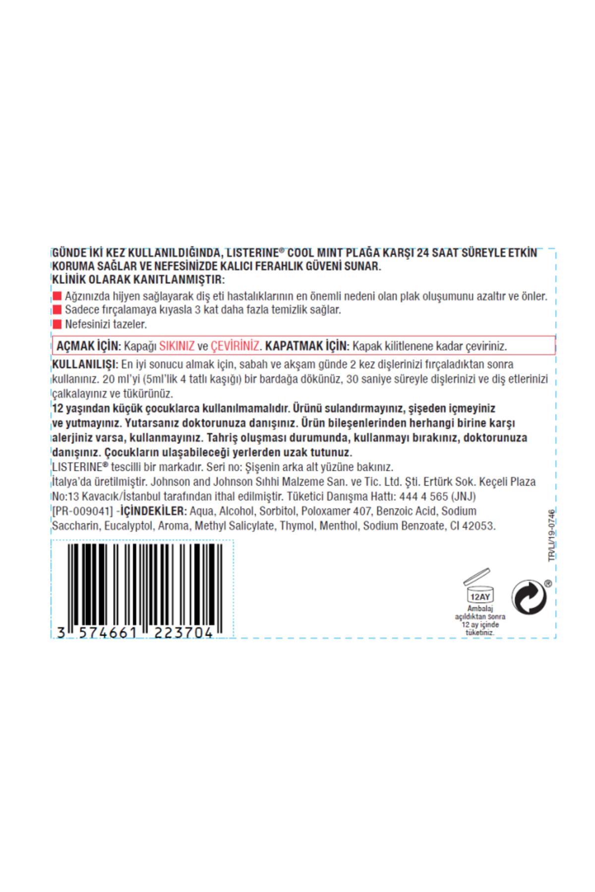 LİSTERİNECOOLMİNT AĞIZ BAKIM SUYU 1000 ML-