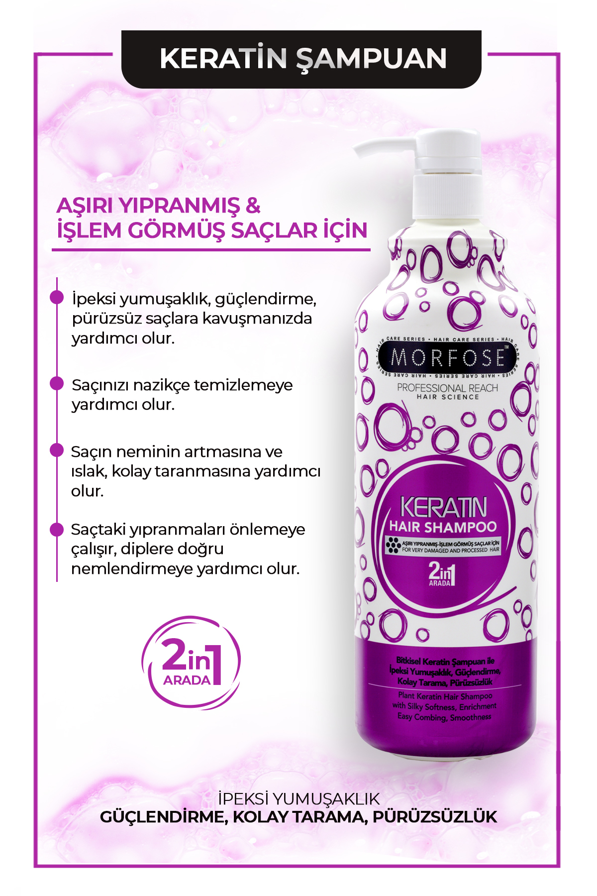 MORFOSE KERATİN  2İN1 ŞAMPUANI 1000 ML-