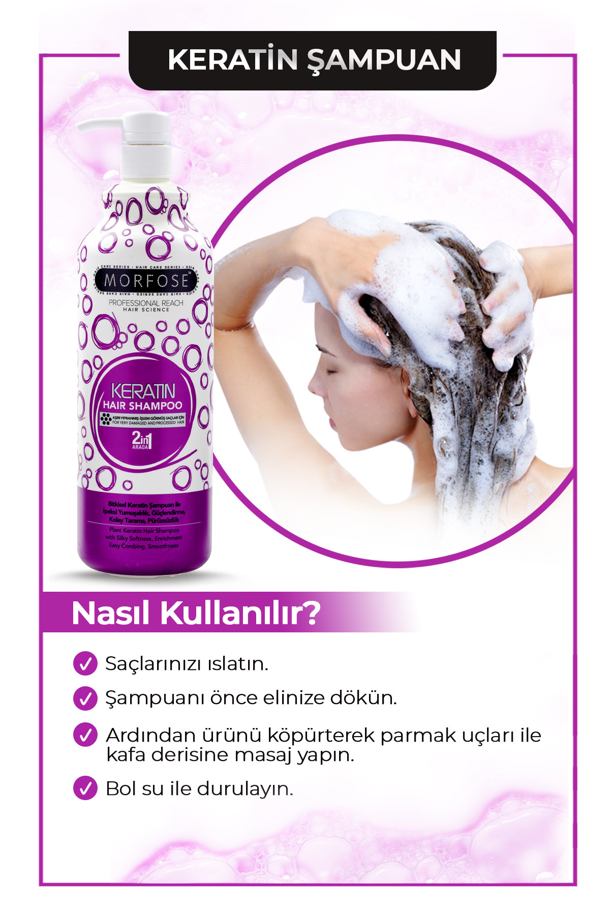 MORFOSE KERATİN  2İN1 ŞAMPUANI 1000 ML-