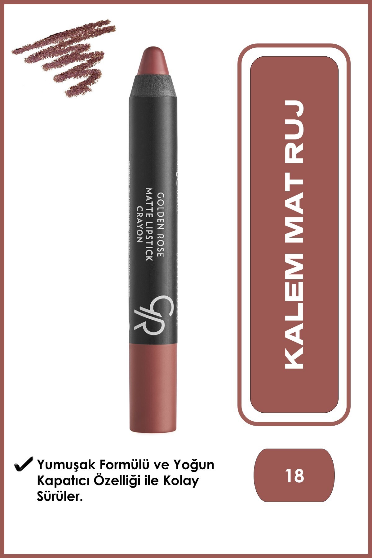 GOLDEN ROSE KALEM RUJ MATTE LİPSTİCK CRAYON NO:18-