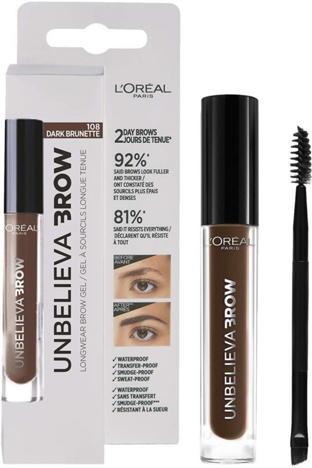LOREAL PARİS UNBELİEVA BROW KAŞ JELİ 108  BRUNETTE-
