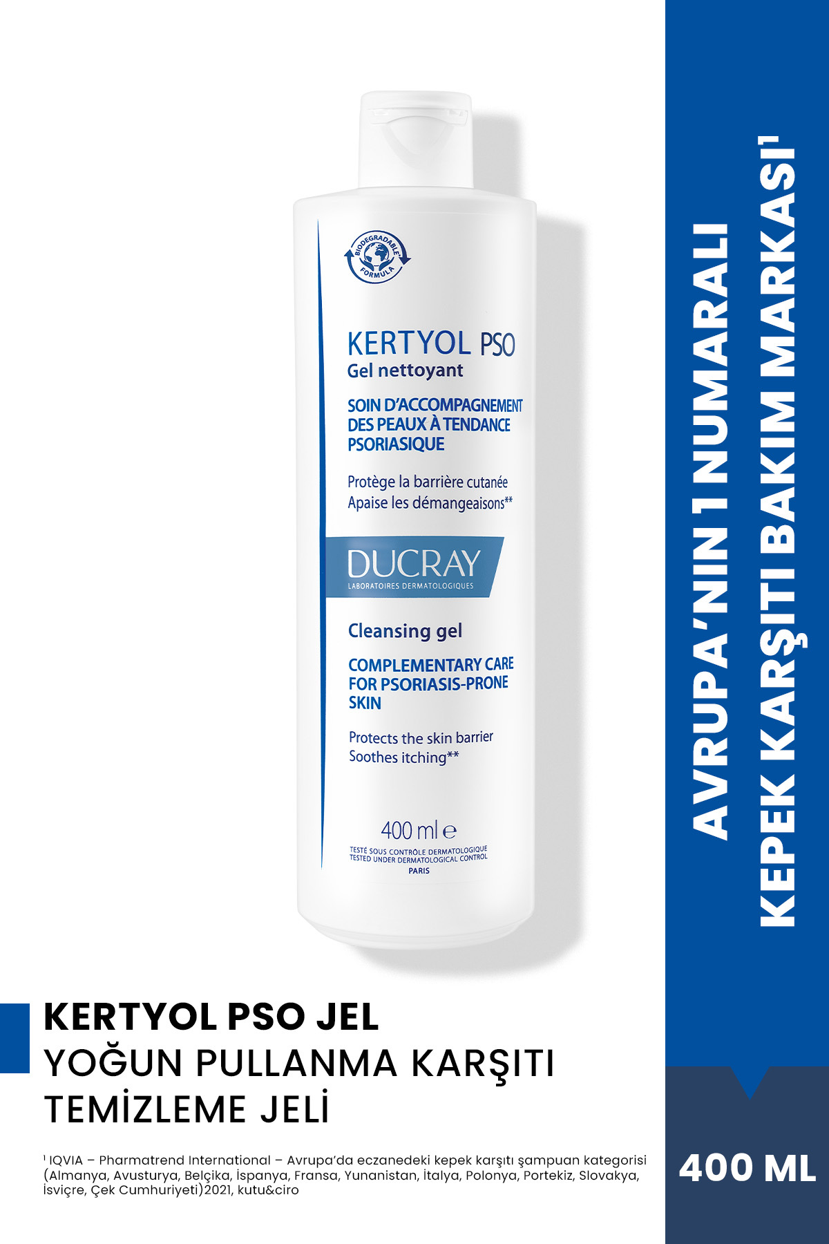 DUCRAY NEMLENDİRİCİ TEMİZLEME JELİ KERTOL PSO 400ML-