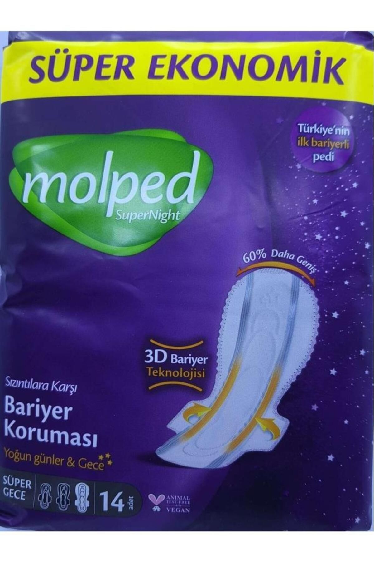 MOLPED SUPERNİGHT SÜPER UZUN 14LÜ HİJYENİK PED-