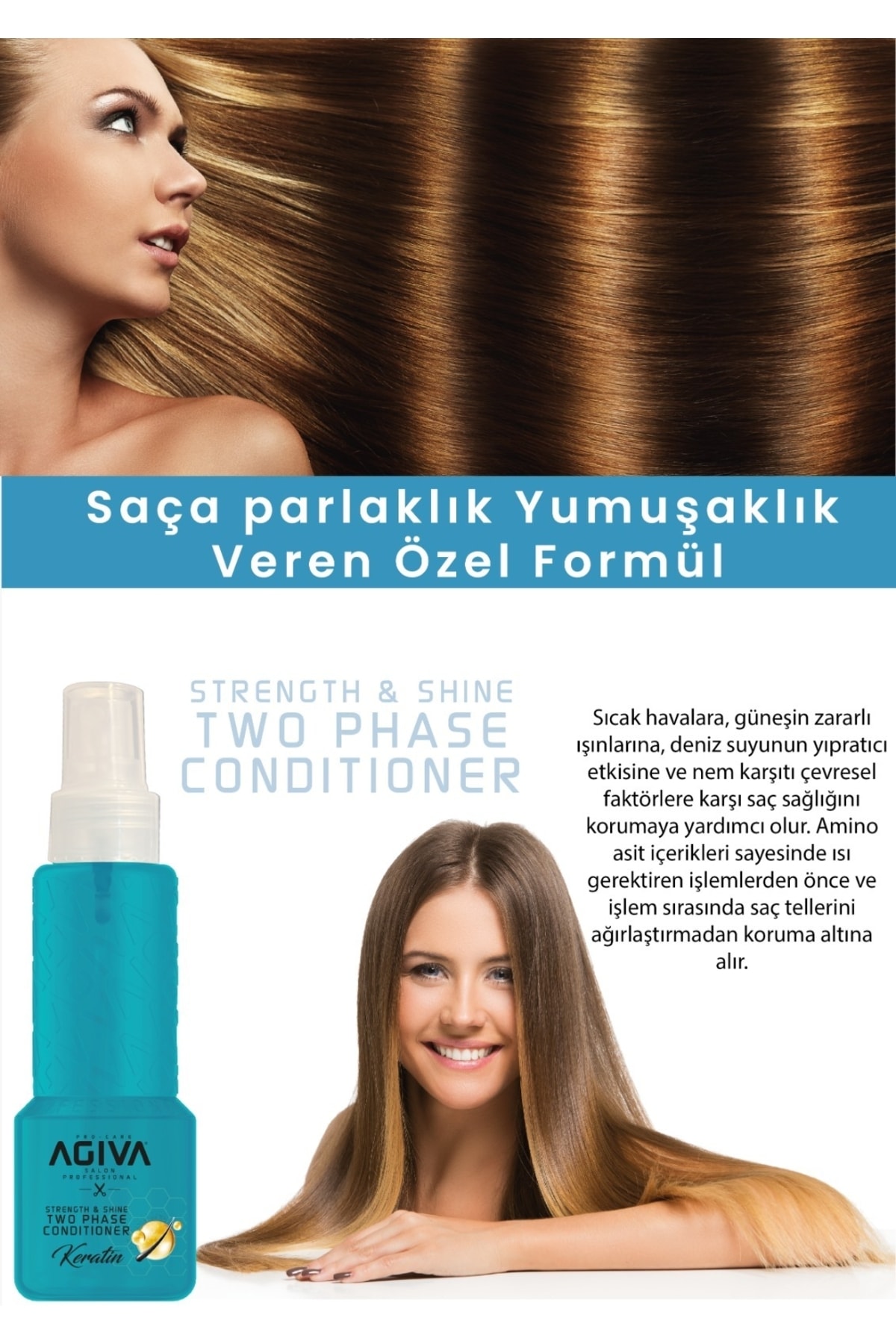 Agiva Çift Fazlı Fön Suyu Keratin 100 ml-