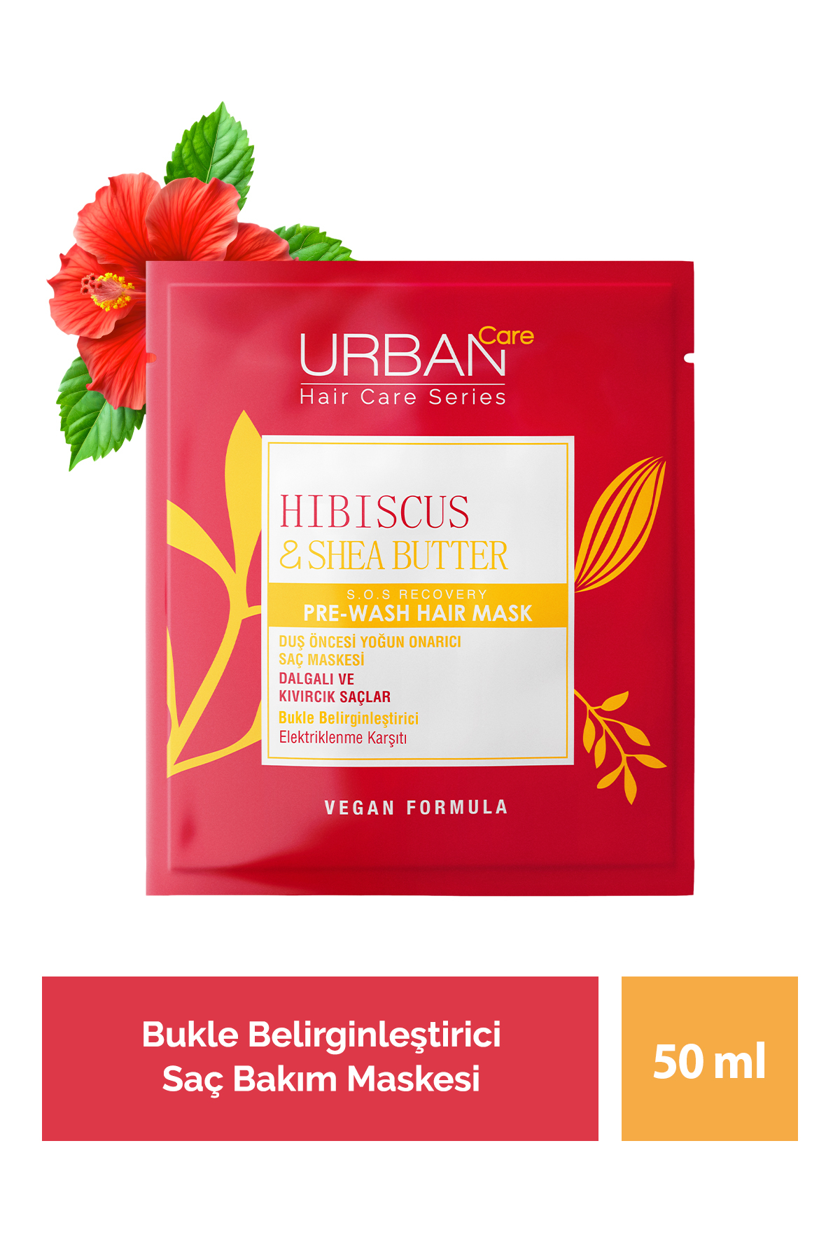 URBANCARE HİBİSCUS&SHEA BUTTER DUŞ ÖNCESİ SAÇ MASKESİ 50ML-