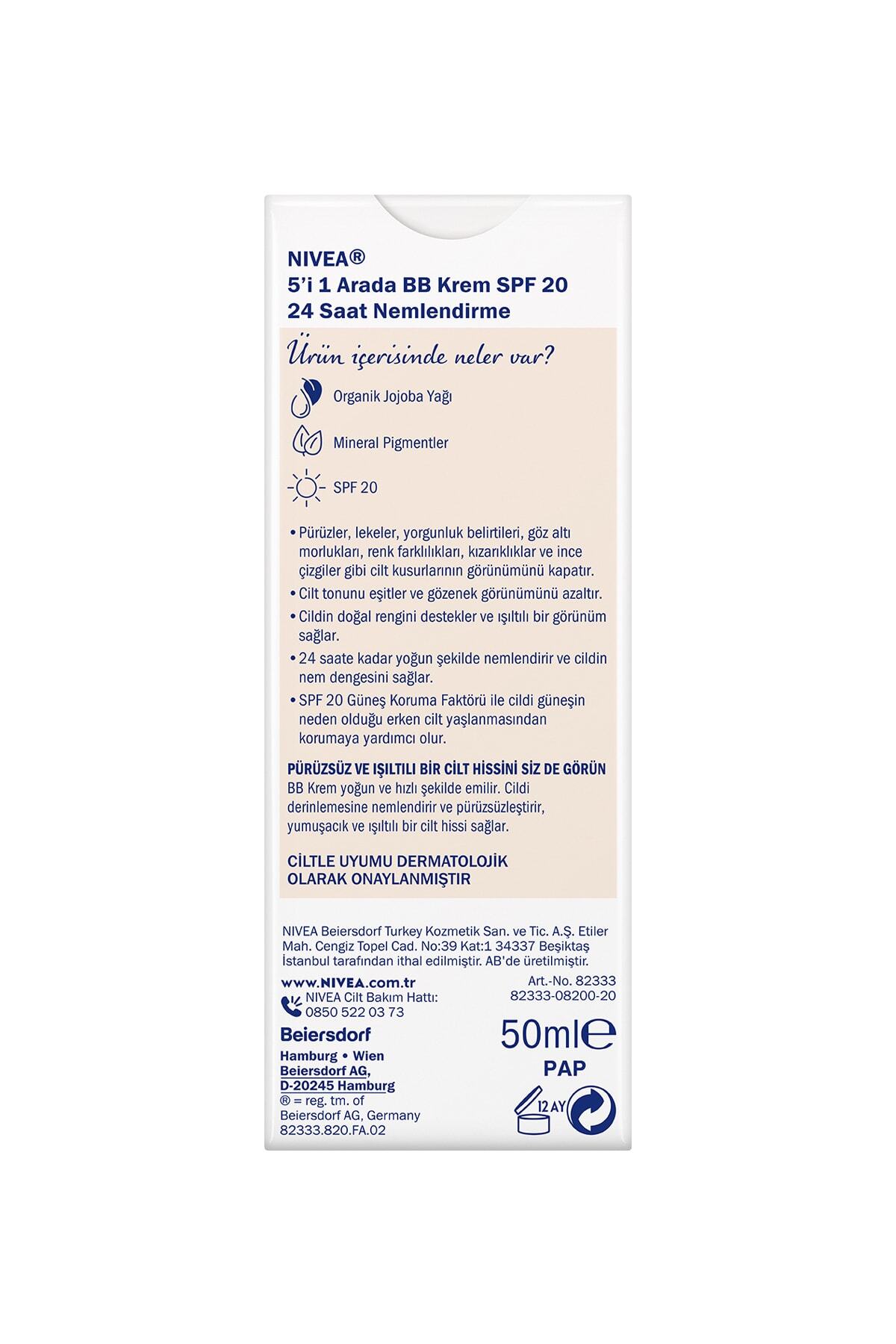 NIVEA BB KREM 24 SAAT NEMLENDİRME 50ML-