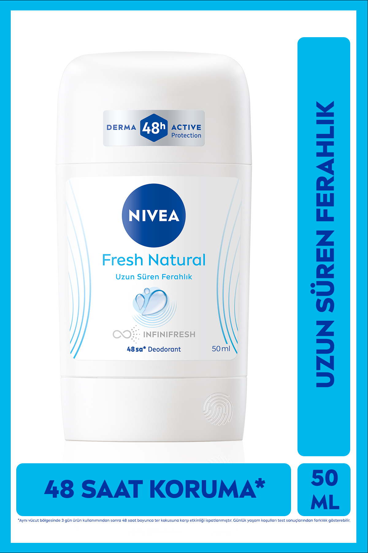 NIVEA Kadın Stick Deodorant Fresh Natural 50ml, Ter Kokusuna Karşı 48 Saat Koruma, Uzun Süren Ferahlık-