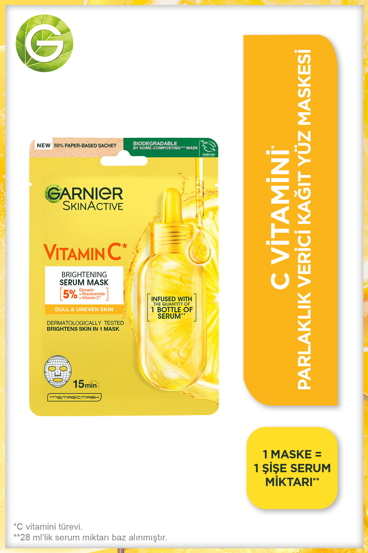Garnier C Vitamini Parlaklık Verici Kağıt Yüz Mask-