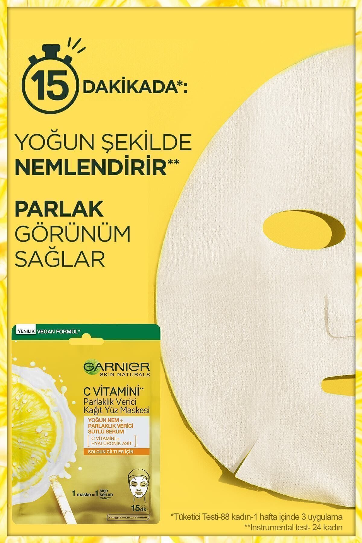 Garnier C Vitamini Parlaklık Verici Kağıt Yüz Mask-