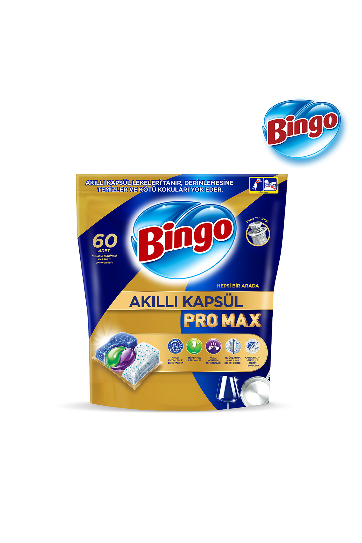 Bingo Akıllı Kapsül Pro Max Bulaşık Makinesi Deterjanı Tableti 60lı-