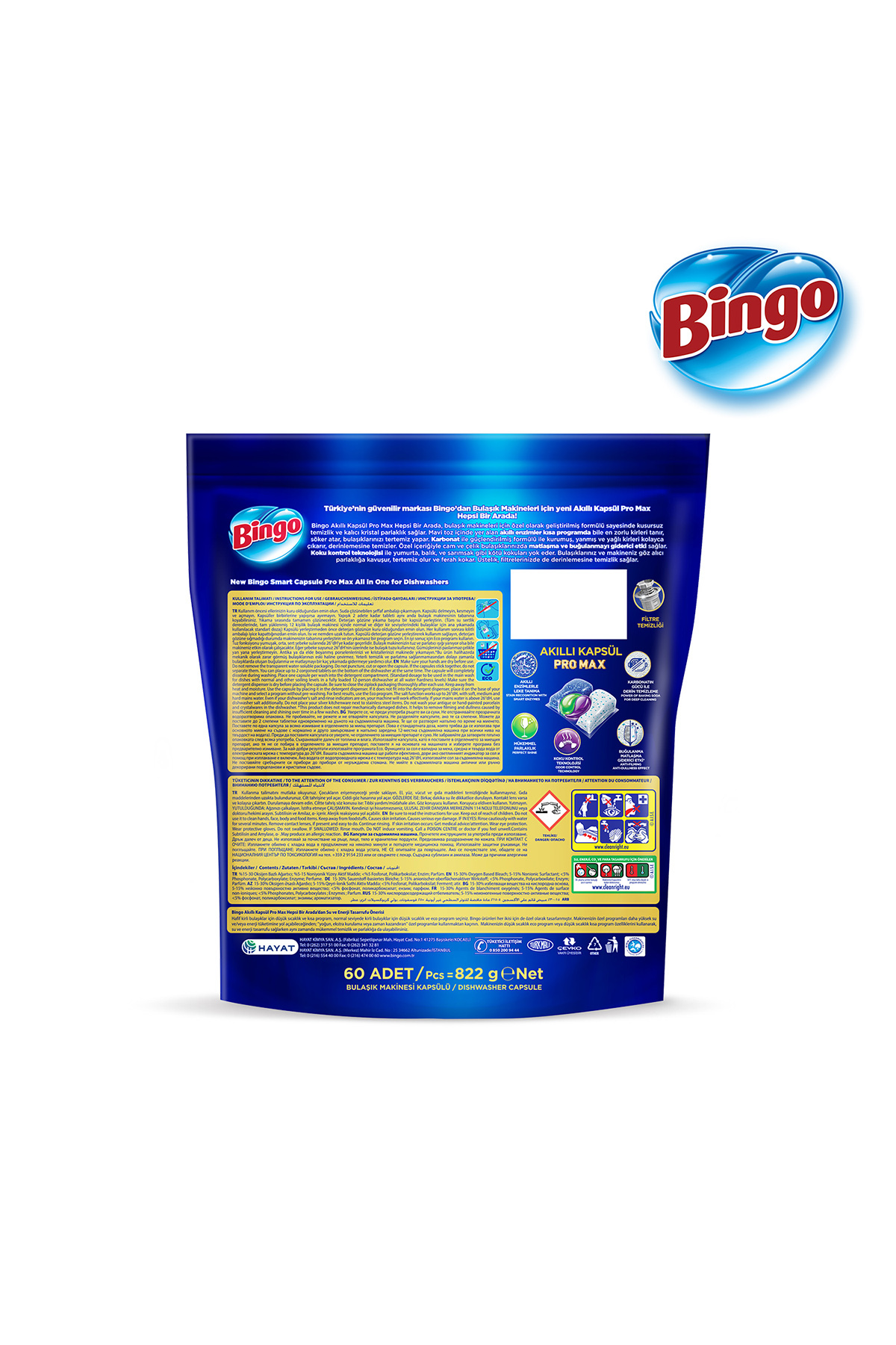 Bingo Akıllı Kapsül Pro Max Bulaşık Makinesi Deterjanı Tableti 60lı-