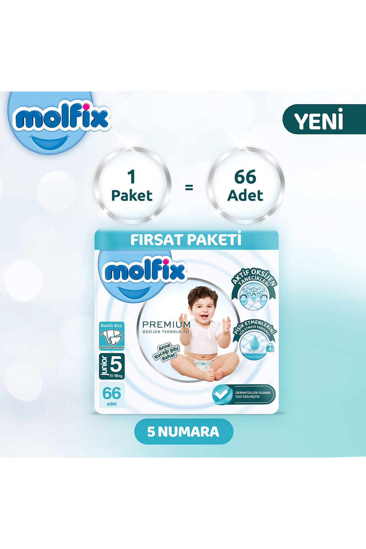 Molfix Premium Ultra Fırsat Paketi 5 Beden 66 Adet-