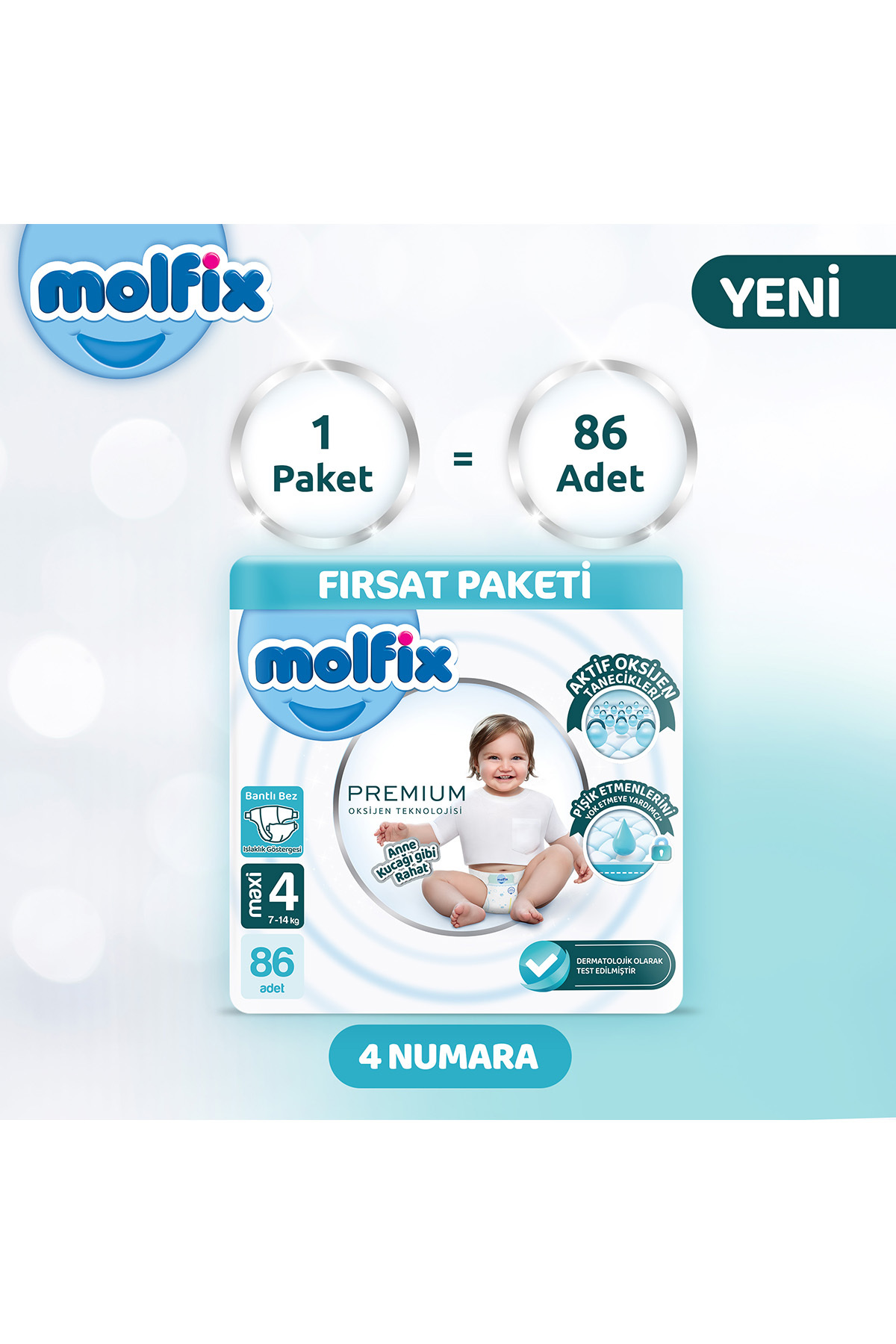 Molfix Premium Ultra Fırsat Paketi 4 Beden 86 Adet-