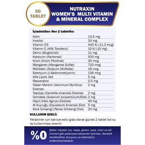 Nutraxin Vitals Women's Multivitamin Complex 60 Tablet-