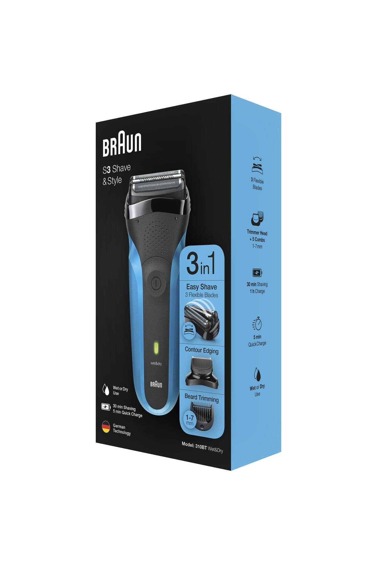 Braun Series 3 310 Bt Blue 3’ü 1 Arada Sakal Şekilendirici Ve Tıraş Makinesi-