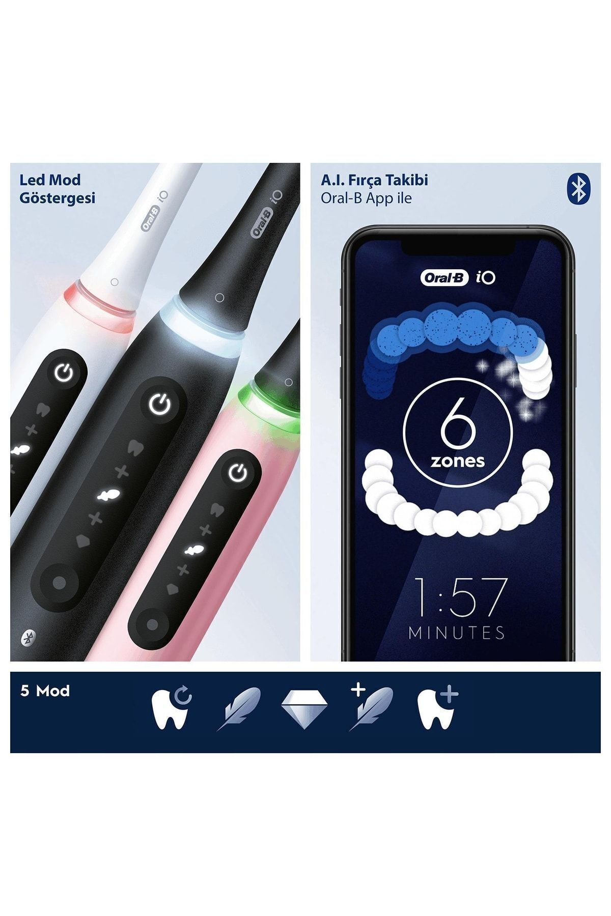 Oral-B iO 5 Şarjlı Diş Fırçası - Beyaz-